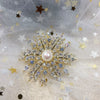Wholesale Fashion Ol Style Copper Natural Freshwater Pearl Snowflake Zircon Brooch For Women