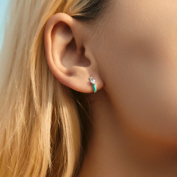 Wholesale Fashion Ol Style S925 Sterling Silver Heart Shape Dopamine Color Enamel Earring For Women