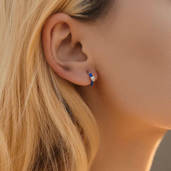 Wholesale Fashion Ol Style S925 Sterling Silver Heart Shape Dopamine Color Enamel Earring For Women