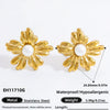 Wholesale Fashion Ol Style Stainless Steel Electroplated 18K Gold Pearl Flower Earrings For Women