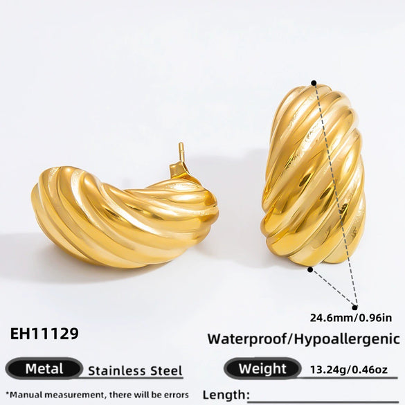 Wholesale Fashion Ol Style Stainless Steel Electroplated 18K Gold Pearl Flower Earrings For Women