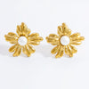 Wholesale Fashion Ol Style Stainless Steel Electroplated 18K Gold Pearl Flower Earrings For Women