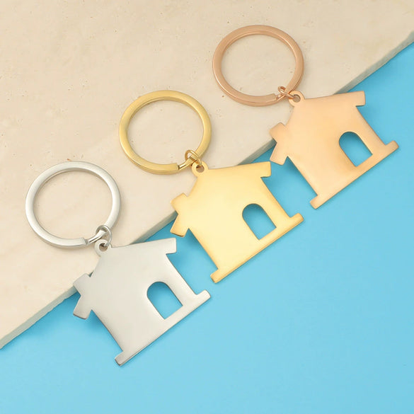 Wholesale Fashion Ol Style Stainless Steel Hollow Big House Key Pendant Key Chain Jewelry Accessories With Fine Polishing