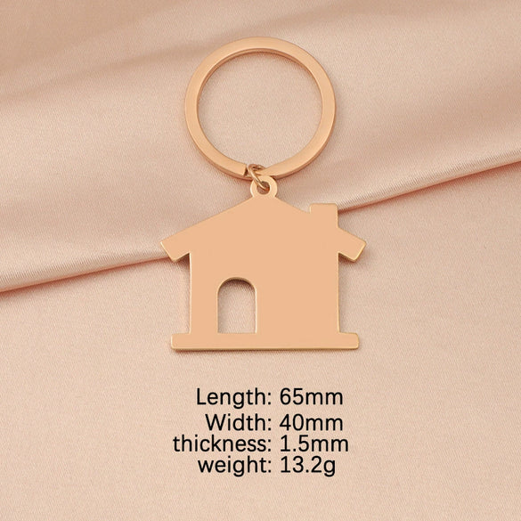 Wholesale Fashion Ol Style Stainless Steel Hollow Big House Key Pendant Key Chain Jewelry Accessories With Fine Polishing