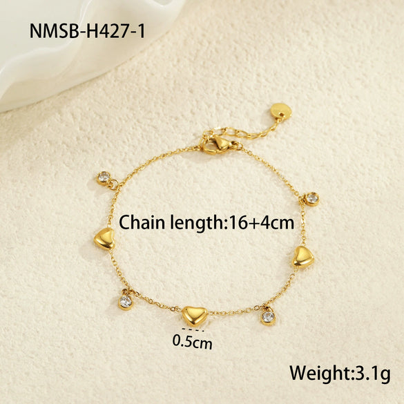 Wholesale Fashion Ol Style Stainless Steel Love Zircon Geometric Pattern Electroplated Bracelet For Women