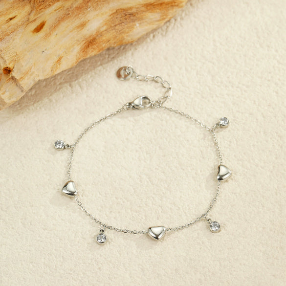 Wholesale Fashion Ol Style Stainless Steel Love Zircon Geometric Pattern Electroplated Bracelet For Women