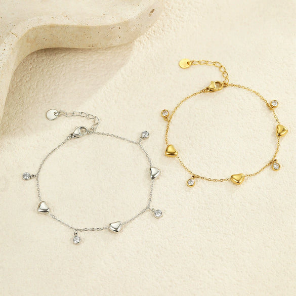 Wholesale Fashion Ol Style Stainless Steel Love Zircon Geometric Pattern Electroplated Bracelet For Women