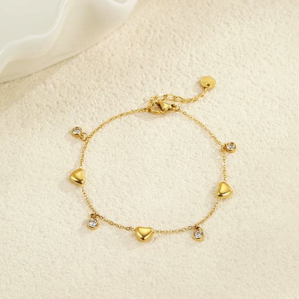 Wholesale Fashion Ol Style Stainless Steel Love Zircon Geometric Pattern Electroplated Bracelet For Women