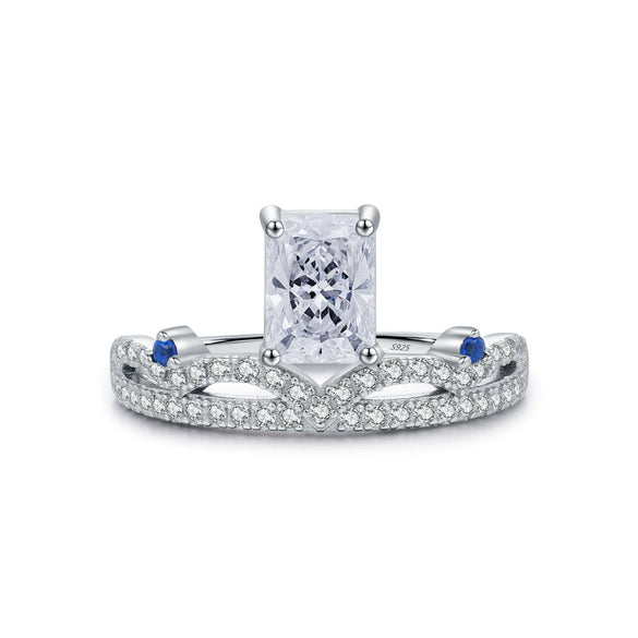 Wholesale Fashion Ol Women's S925 Silver Geometric Diamond Crown Ring