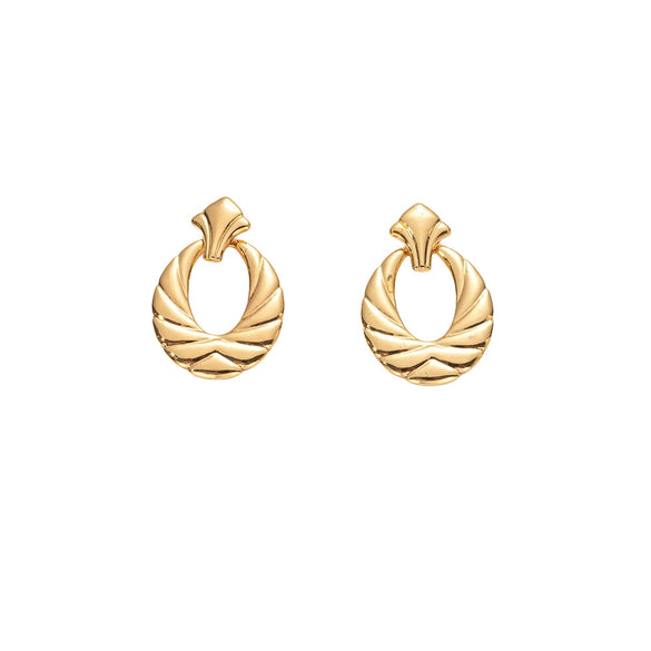 Wholesale Fashion Oval Hollow Stainless Steel Geometric Earrings For Women With Electroplating Treatment