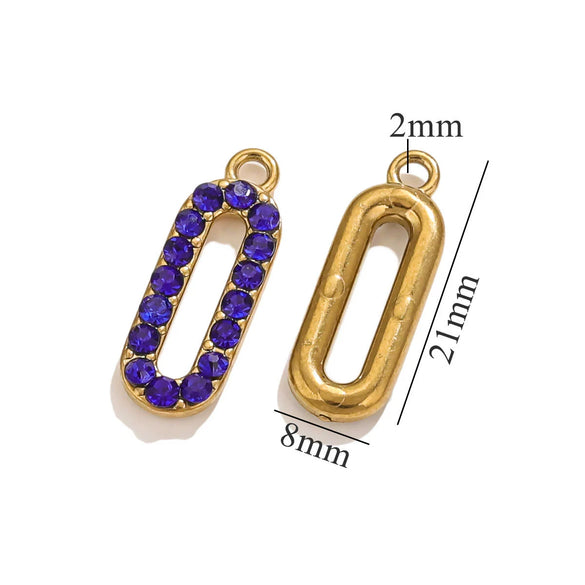 Wholesale Fashion Oval Set Crystal Spin Pin Pendant Diy Accessories Stainless Steel Geometric Totem Electroplated