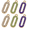 Wholesale Fashion Oval Set Crystal Spin Pin Pendant Diy Accessories Stainless Steel Geometric Totem Electroplated