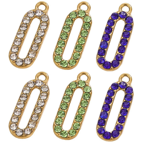 Wholesale Fashion Oval Set Crystal Spin Pin Pendant Diy Accessories Stainless Steel Geometric Totem Electroplated