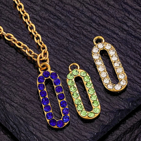 Wholesale Fashion Oval Set Crystal Spin Pin Pendant Diy Accessories Stainless Steel Geometric Totem Electroplated