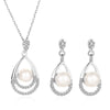 Wholesale Fashion Pearl Jewelry Set For Women Alloy Material With Geometric Styling And Electroplating Treatment Drop Necklace And Earrings Twopiece Set