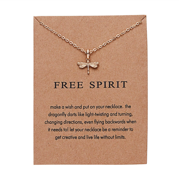 Wholesale Fashion Pearl Pendant Alloy Paper Card Necklace With Butterfly Dragonfly Elephant Animal Designs Electroplated