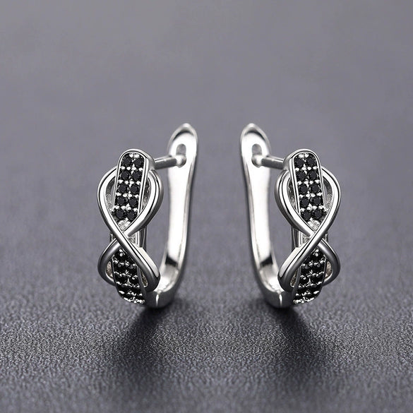 Wholesale Fashion Personality Contrast Color Earrings With Infinite 8 Lines Micro Inlay Copper Material Geometric Pattern Zircon Treatment For Women