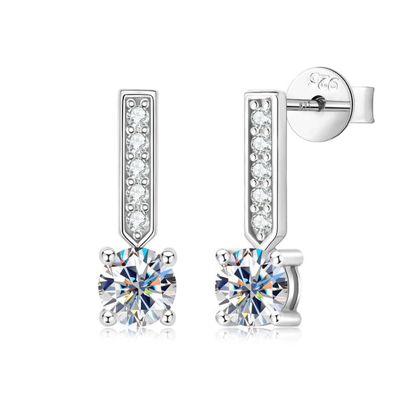 Wholesale Fashion Personality Double Wear Moissanite Earrings In S925 Sterling Silver With Geometric Style And Electroplating Treatment For Women