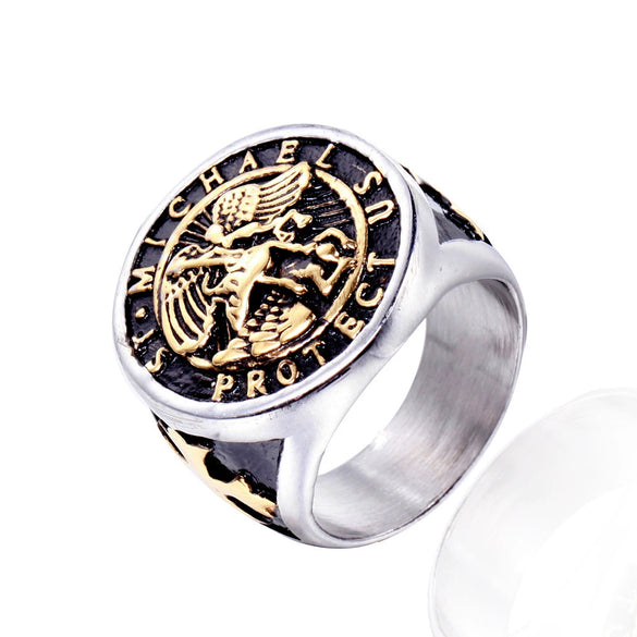 Wholesale Fashion Personality Holy Angel Cross Ring Titanium Steel Geometric Polished For Men And Unisex