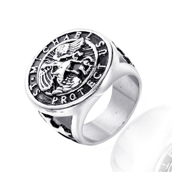 Wholesale Fashion Personality Holy Angel Cross Ring Titanium Steel Geometric Polished For Men And Unisex