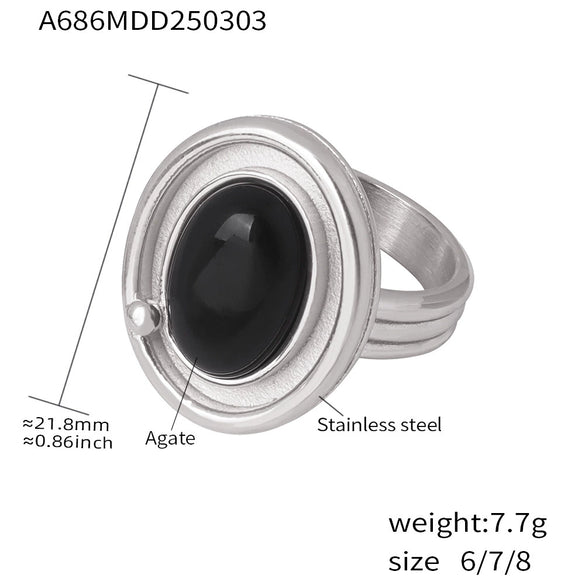 Wholesale Fashion Personality Ins Wind Stainless Steel Color Retention Finger Ring With Zircon Inlay And Geometric Styling Electroplated
