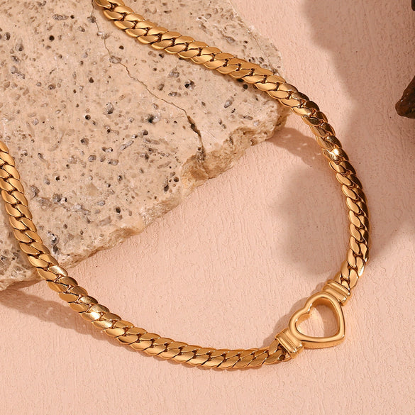 Wholesale Fashion Personality Necklace Stainless Steel 18K Gold Plated Hollow Love Pendant With Geometric Design For Women