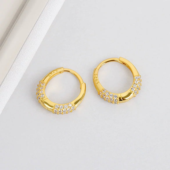 Wholesale Fashion Personality 925 Silver Earrings Inlaid With Zircon Geometric Circle Electroplated