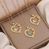 Wholesale Fashion Plated Copper Love Heart Shape Butterfly Pendant Necklace