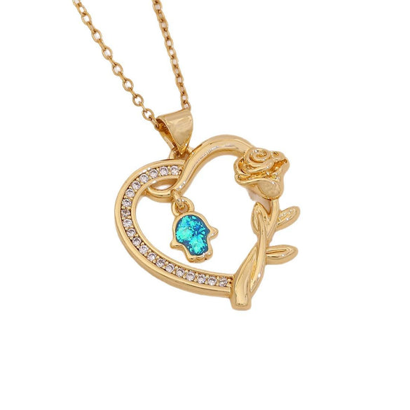 Wholesale Fashion Plated Copper Love Heart Shape Butterfly Pendant Necklace