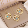 Wholesale Fashion Plated Copper Love Heart Shape Butterfly Pendant Necklace