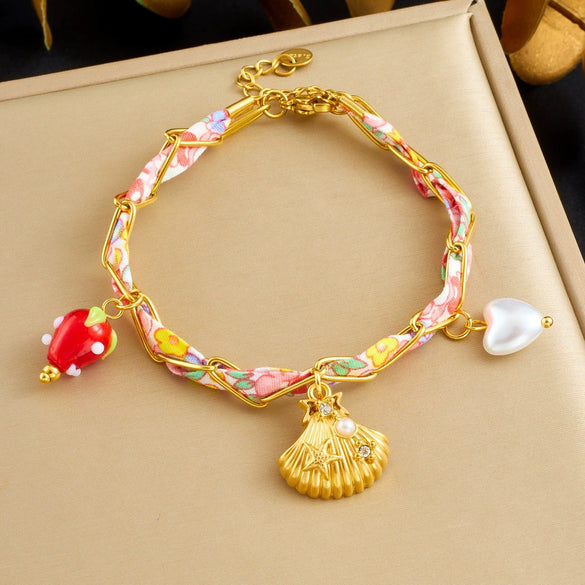 Wholesale Fashion Printed Silk Scarf And Stainless Steel Electroplated Animals Zodiac Pendant Bracelet For Women