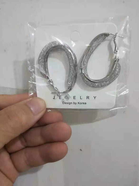 Wholesale Fashion Prismatic Clip Net Earrings For Women Alloy Material With Micro Inlay And Electroplating Rhombus Pattern