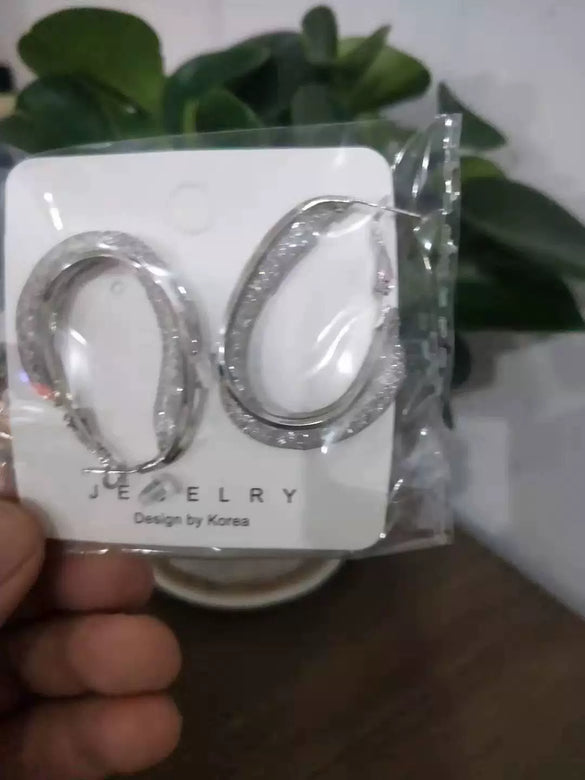 Wholesale Fashion Prismatic Clip Net Earrings For Women Alloy Material With Micro Inlay And Electroplating Rhombus Pattern