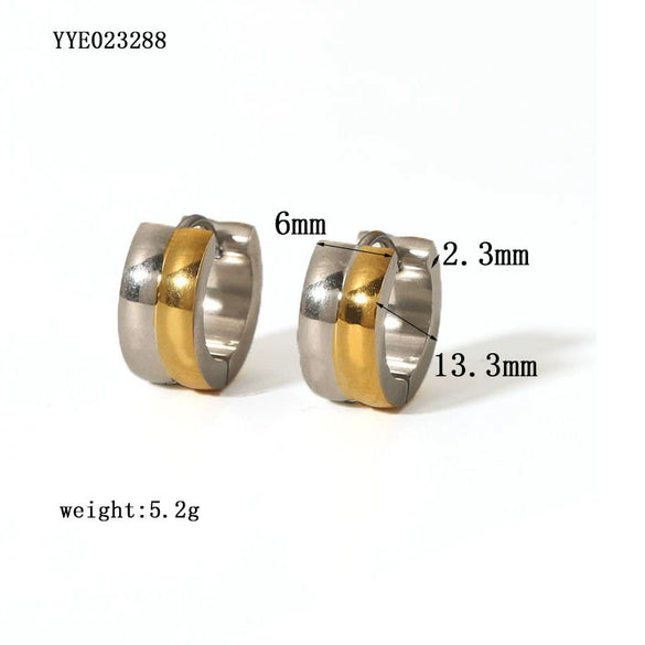 Wholesale Fashion Punk Stainless Steel Ear Buckle Earrings With 18K Golden Face Vacuum Real Gold Electroplating In Pvd Furnace