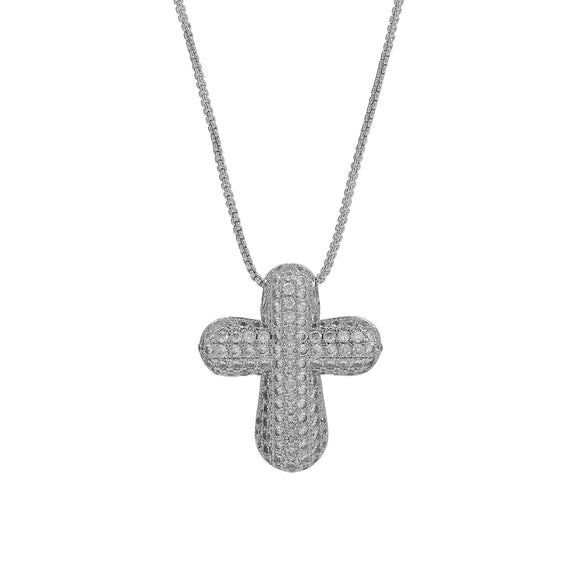 Wholesale Fashion Religious Cross Pendant Necklace Brass Zircon Electroplated For Women