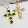 Wholesale Fashion Religious Cross Pendant Necklace Brass Zircon Electroplated For Women