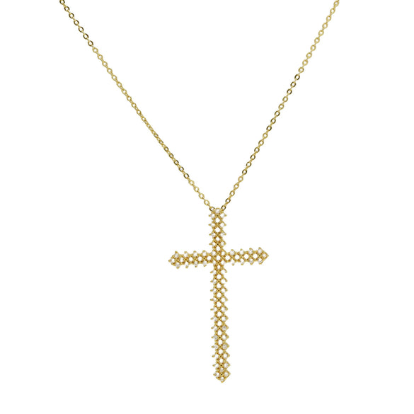 Wholesale Fashion Religious Cross Pendant Necklace Brass Zircon Electroplated For Women