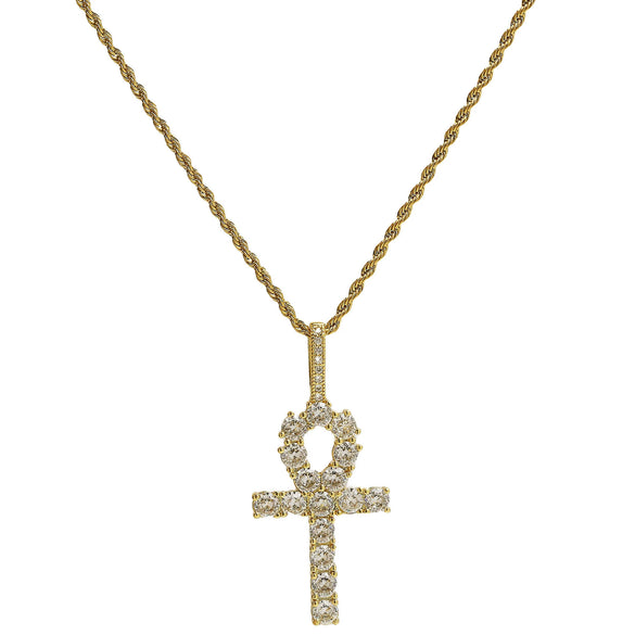 Wholesale Fashion Religious Cross Pendant Necklace Brass Zircon Electroplated For Women