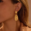 Wholesale Fashion Retro Conch Shape Oval Stainless Steel Earrings With Electroplating For Women