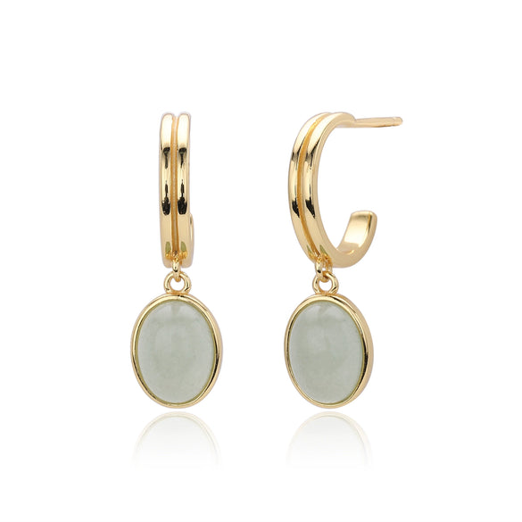 Wholesale Fashion Retro Court Style Earrings With Dongling Jade Pendant 925 Silver Electroplated For Women