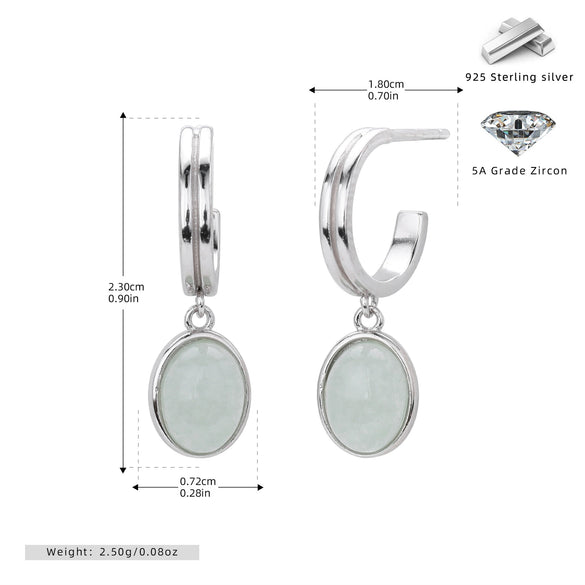 Wholesale Fashion Retro Court Style Earrings With Dongling Jade Pendant 925 Silver Electroplated For Women