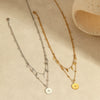 Wholesale Fashion Retro Doublelayer Stacked Titanium Steel And Stainless Steel Necklace With Cross Star Round Geometric Design And Electroplating For Women