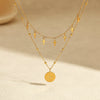 Wholesale Fashion Retro Doublelayer Stacked Titanium Steel And Stainless Steel Necklace With Cross Star Round Geometric Design And Electroplating For Women