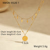 Wholesale Fashion Retro Doublelayer Stacked Titanium Steel And Stainless Steel Necklace With Cross Star Round Geometric Design And Electroplating For Women