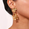 Wholesale Fashion Retro Elegant Women's Stainless Steel Geometric And Flower Splicing 18K Gold Plated Earrings