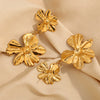 Wholesale Fashion Retro Elegant Women's Stainless Steel Geometric And Flower Splicing 18K Gold Plated Earrings