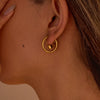 Wholesale Fashion Retro European Style Geometric Stainless Steel 18K Electroplated Earrings For Women