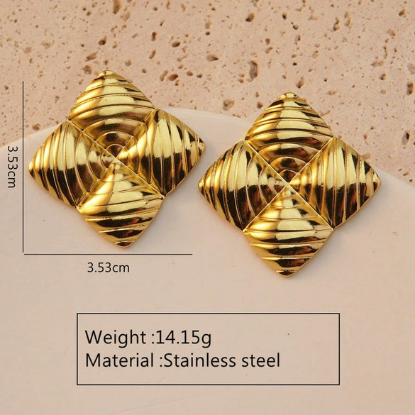 Wholesale Fashion Retro Geometric Stainless Steel Earrings With Stamping Treatment