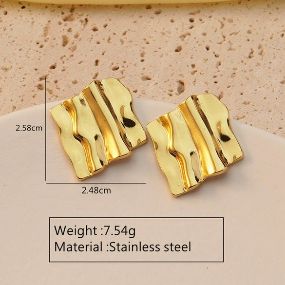 Wholesale Fashion Retro Geometric Stainless Steel Earrings With Stamping Treatment