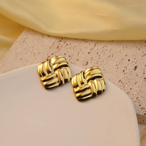 Wholesale Fashion Retro Geometric Stainless Steel Earrings With Stamping Treatment